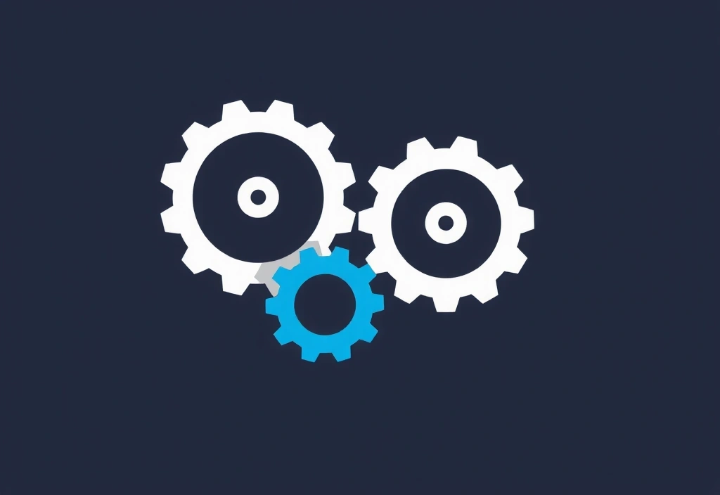 Imagine stilizată cu roti dințate în mișcare, simbolizând modificări și evoluție.